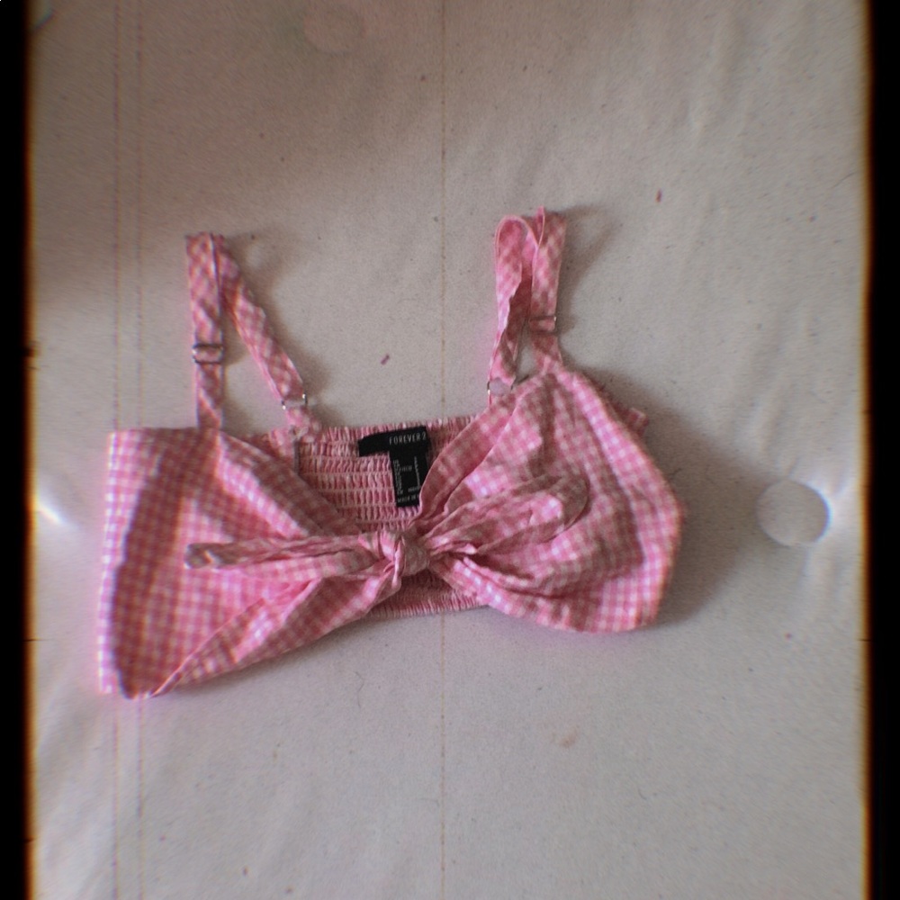 A Striped pink and white crop top